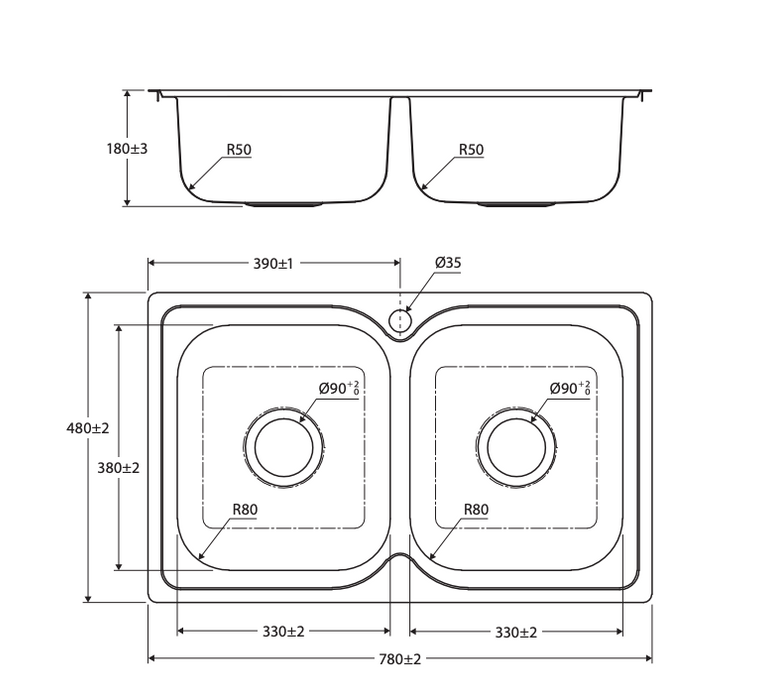 Fienza Tiva 780 Double Bowl Sink
