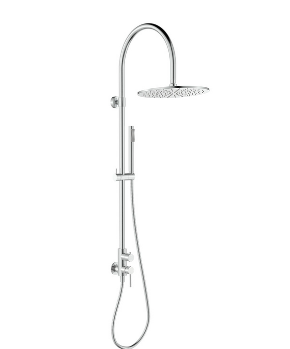 Fienza Kaya Wall Mounted Outdoor Twin Shower - Brushed Stainless Steel