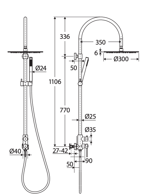 Fienza Kaya Wall Mounted Outdoor Twin Shower - Brushed Stainless Steel