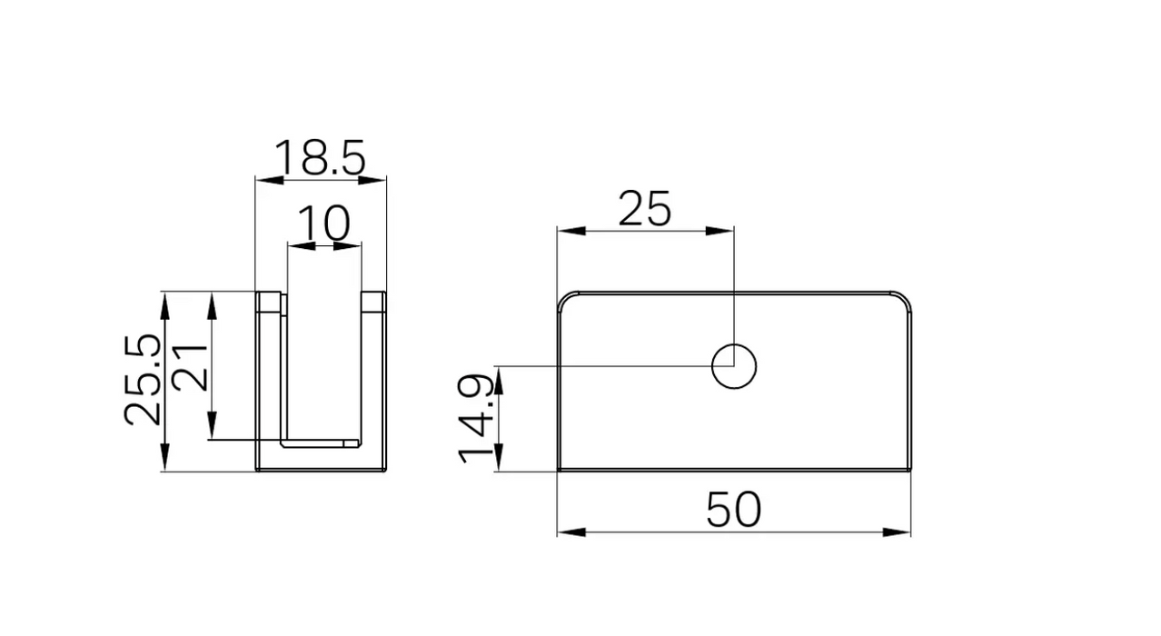 Nero Shower U Bracket 10mm Glass Chrome