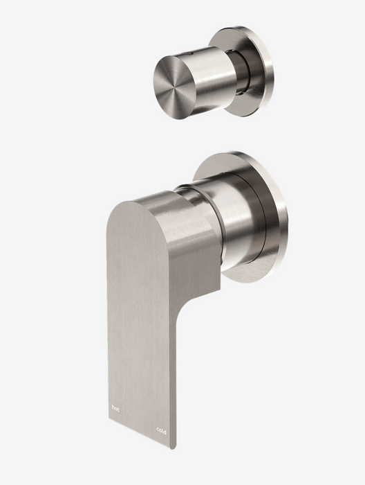 Nero Bianca Shower Mixer With Diverter Separate Plates - Brushed Nickel