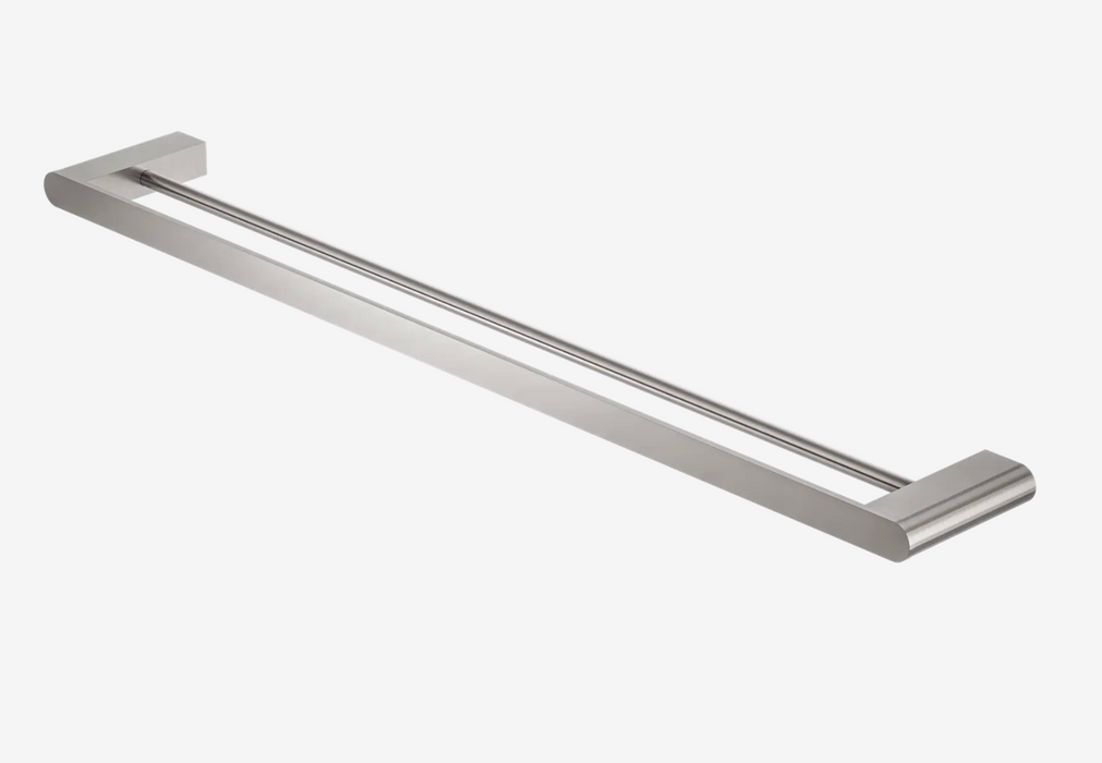 Nero Bianca Double Towel Rail - 800mm - Brushed Nickel