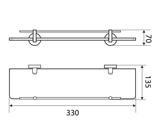 Fienza Michelle Glass Shelf - 330mm - Chrome