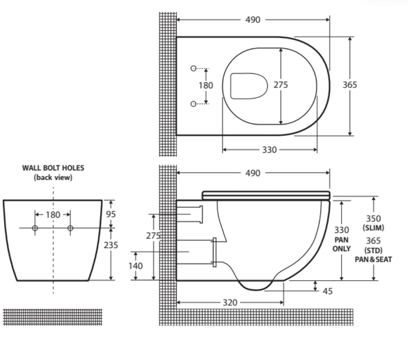 Fienza Koko Tornado Flush Wall Hung Toilet Pan & Seat -  Gloss White with Slim Seat