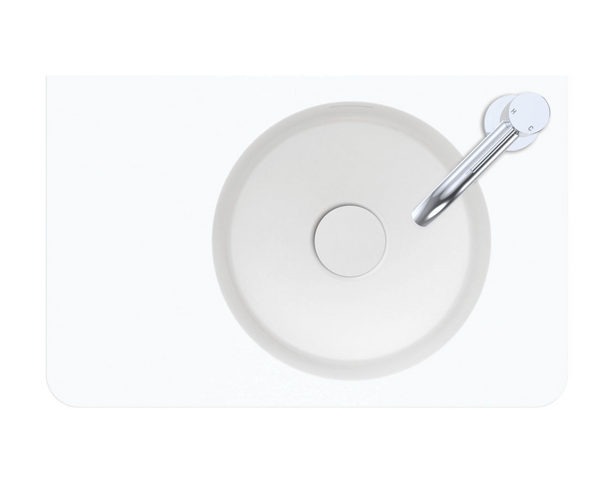 Fienza Encanto 470 Solid Surface Wall Basin - Matte White - 1 Tap Hole