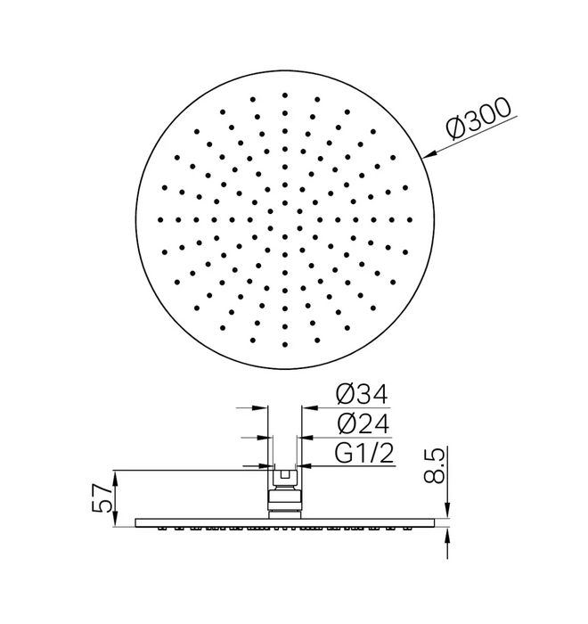 Nero 300mm Round Shower Head  - Brushed Bronze
