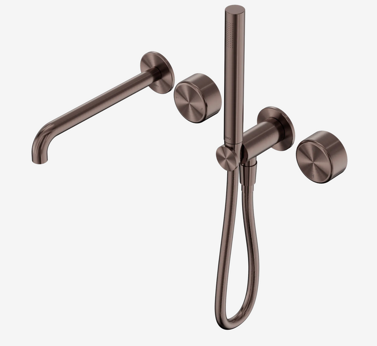 Nero Serenity Progressive Shower System With Spout With Metal Handle And Slim Shower -  Brushed Bronze