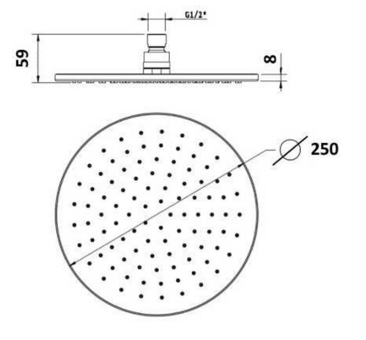 Millennium Akemi 250mm Round Overhead Shower - Rosa