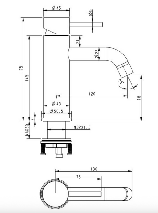 Millennium Cioso Curved Basin Mixer -  Rosa