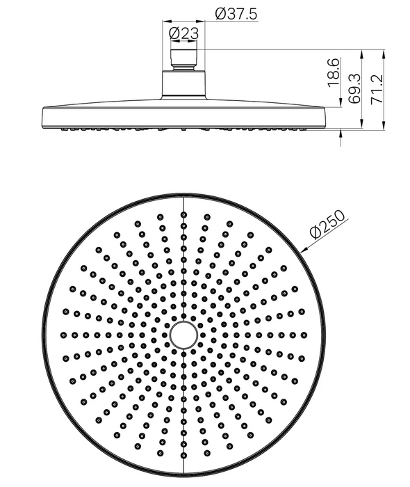 Nero Opal 250mm Shower Head - Gun Metal