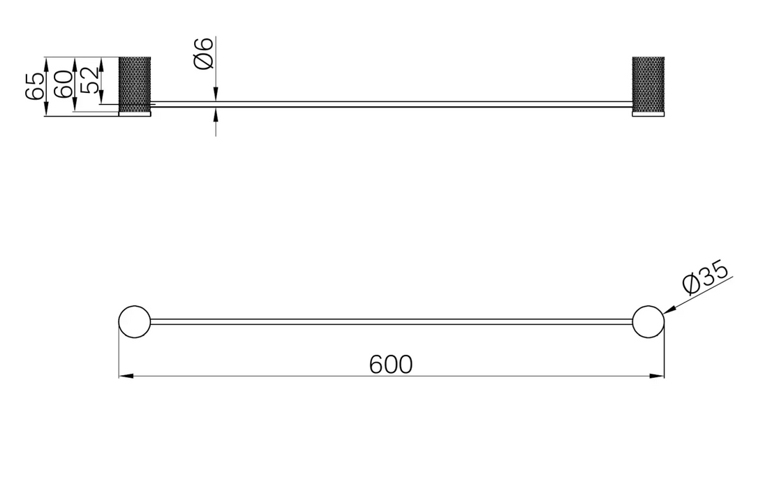 Nero Opal Single Towel Rail 600mm- Brushed Bronze