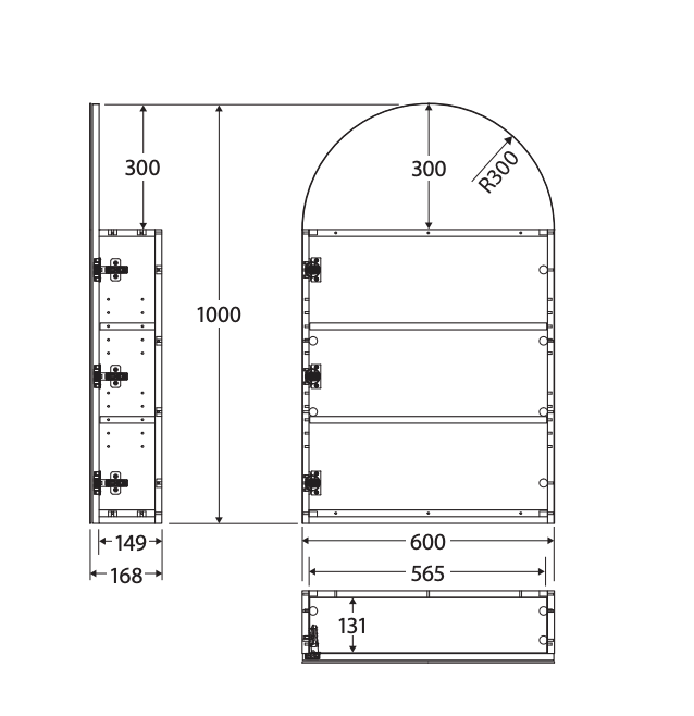 Fienza Marlowe Arch Shaving Cabinet - 600mm x 1000mm
