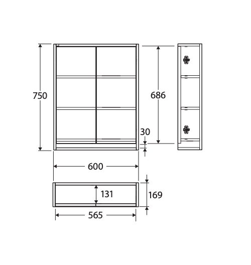 Fienza Faith Shaving Cabinet - 750mm x 600mm