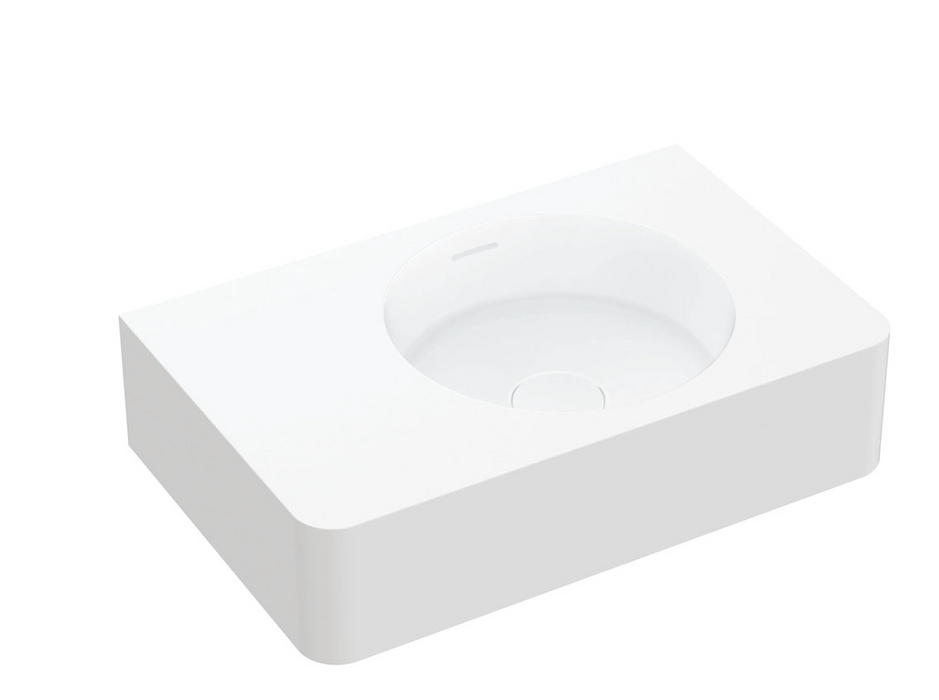 Fienza Encanto 470 Solid Surface Wall Basin - Matte White - 0 Tap Hole