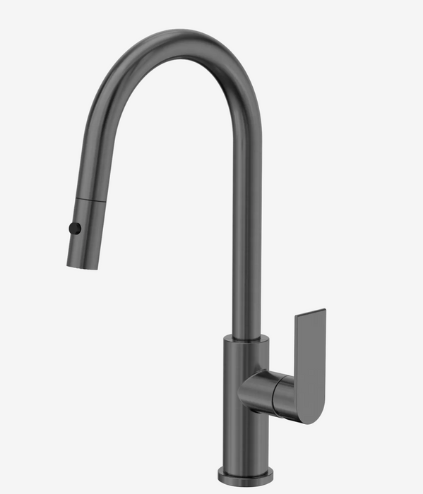 Nero Bianca Pull Out Sink Mixer With Vegie Spray - Gun Metal Grey