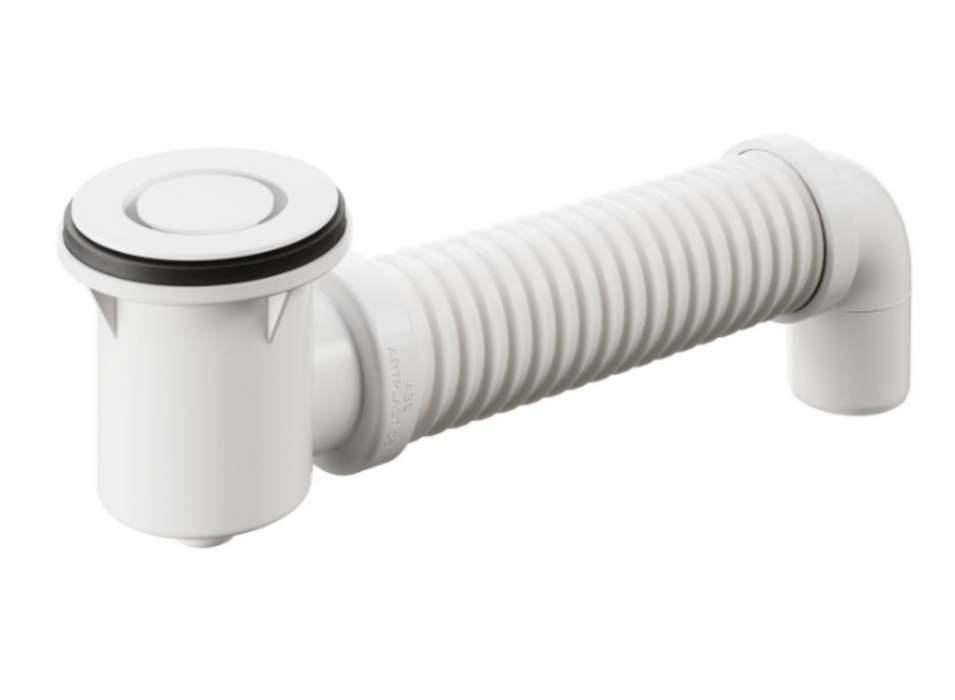 Art Australia Bath Bend Pop Down with Connector - Matte White