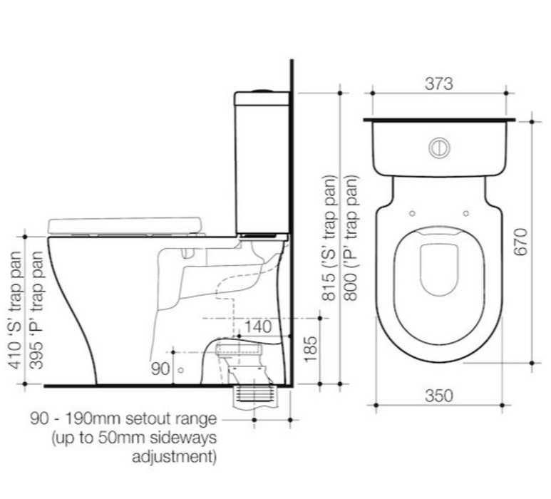 Caroma Luna Close Coupled Toilet Suite - Cleanflush - Bottom Inlet