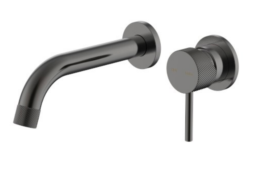 Millennium Cioso Knurled Wall Basin Mixer - Gun Metal