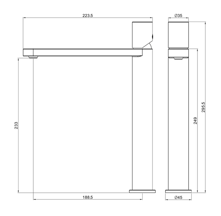 Nero Pure SS316L Tall Basin Mixer- Brushed Nickel