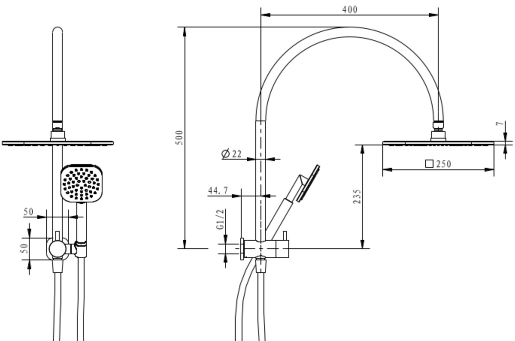Millennium Jenex 250 Dual Shower - Gunmetal