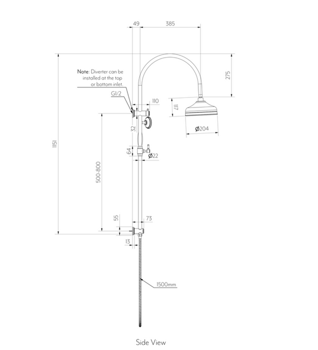 ABI Kingsley Shower Rail Set - Brushed Copper