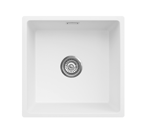 Fienza Kuro Granite 29L Single Bowl Kitchen Sink, Matte White