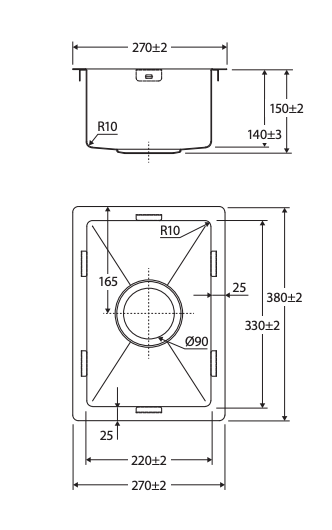 Fienza Hana 10L Single Kitchen Sink - Brushed Copper
