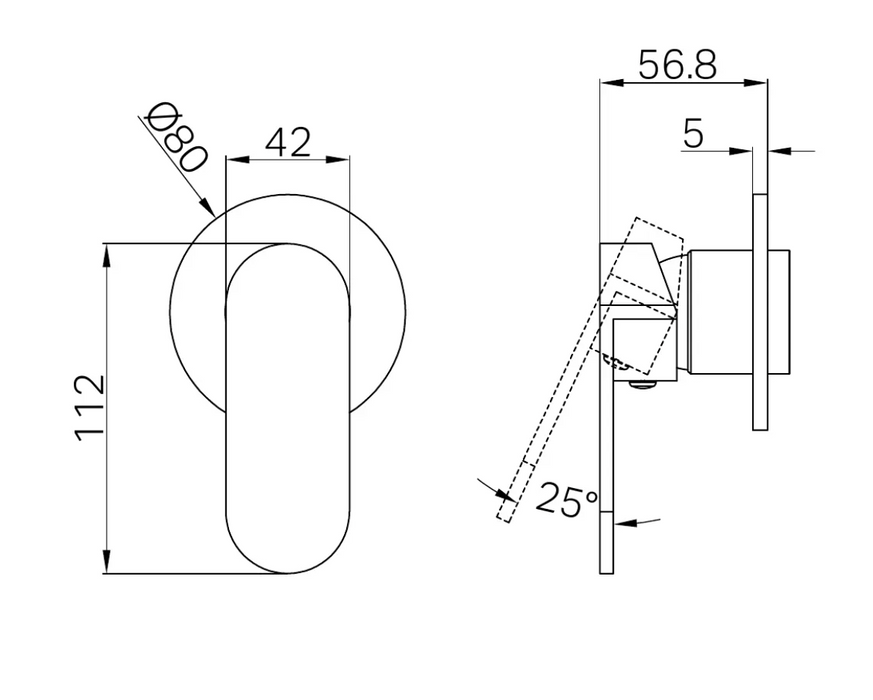 Nero Ecco Shower Mixer 80mm Round Plate Trim Kit Only - Gun Metal