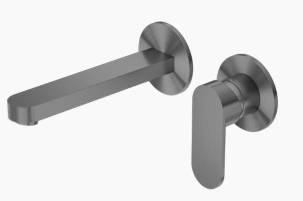 Nero Ecco Wall Basin/Bath Mixer- Gun Metal