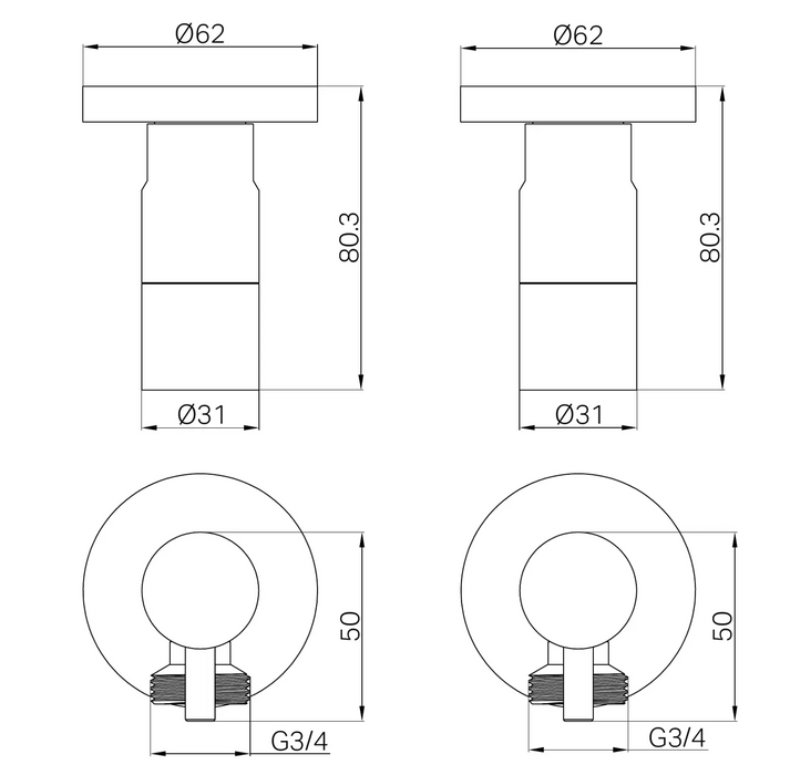 Nero Washing Machine Tap Set-  Brushed Nickel