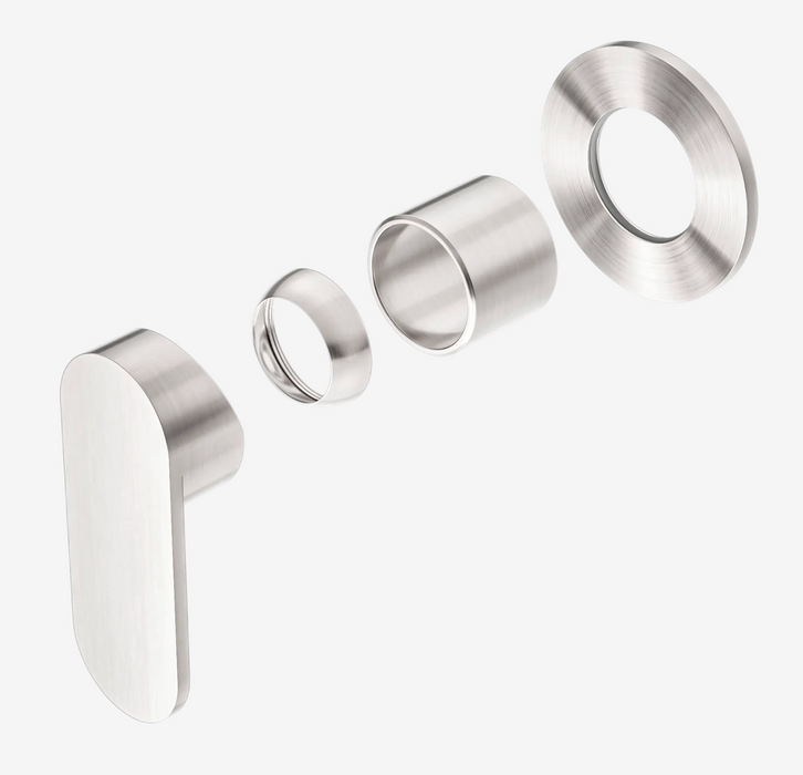 Nero Ecco Shower Mixer 80mm Round Plate Trim Kit Only - Brushed Nickel