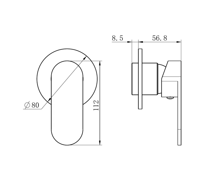 Nero Ecco Shower Mixer 80mm Round Plate- Brushed Nickel