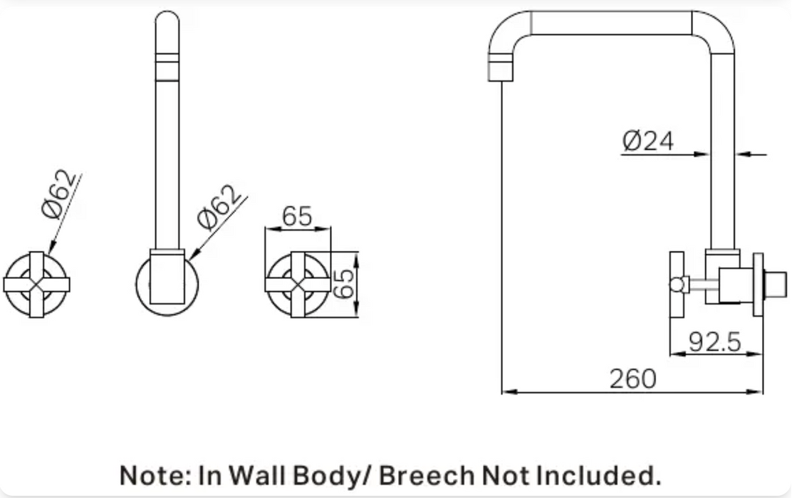 Nero X Plus Wall Kitchen Set Swivel Spout-  Brushed Nickel