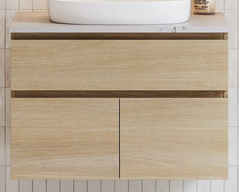 Timberline Taylor Vanity - 20mm Silk Surface Top & Above Counter Ceramic Basin - Wall Hung