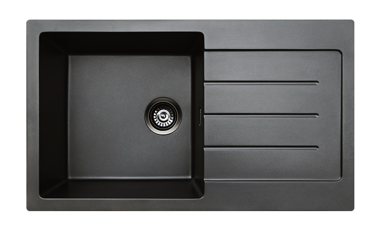 Fienza Kuro Granite 39L Single Kitchen Sink with Drainer - Matte Black