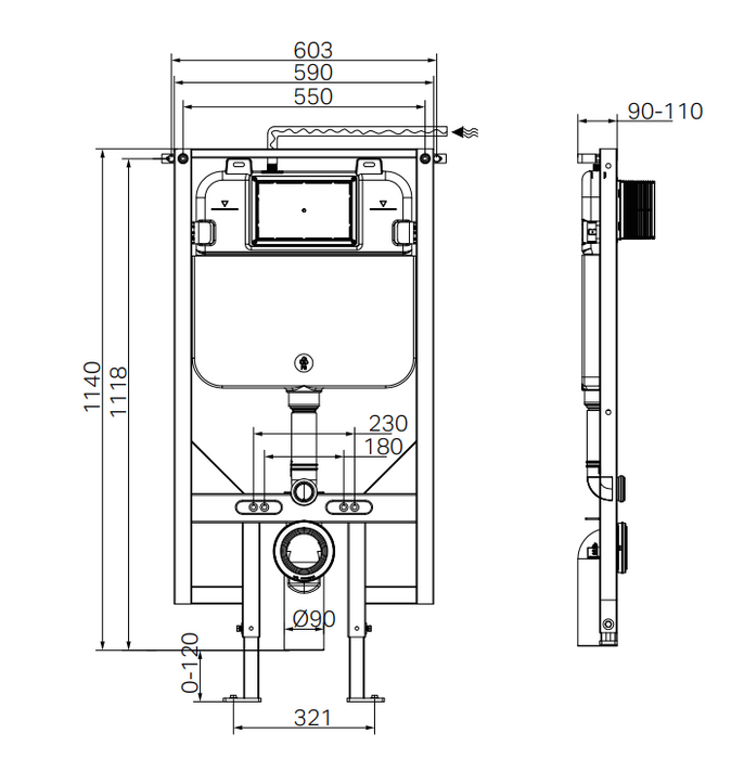 Nero R&T Wall Hung In-Wall Cistern II