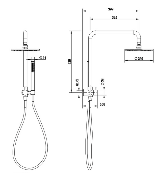 Millennium Cioso 250 Dual Shower - Modern Brass