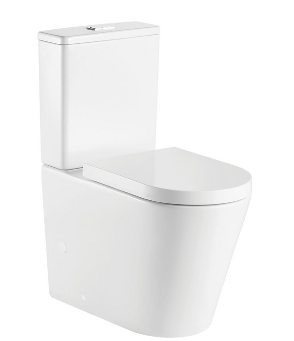 Fienza Kaya Tornado Flush R & T Back-to-Wall Toilet Suite S- Trap 90-160 mm, Gloss White with Standard Seat