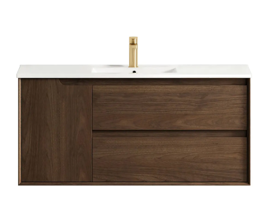 Otti Byron Sable Walnut Wall Hung Vanity Ceramic Top - 1200mm