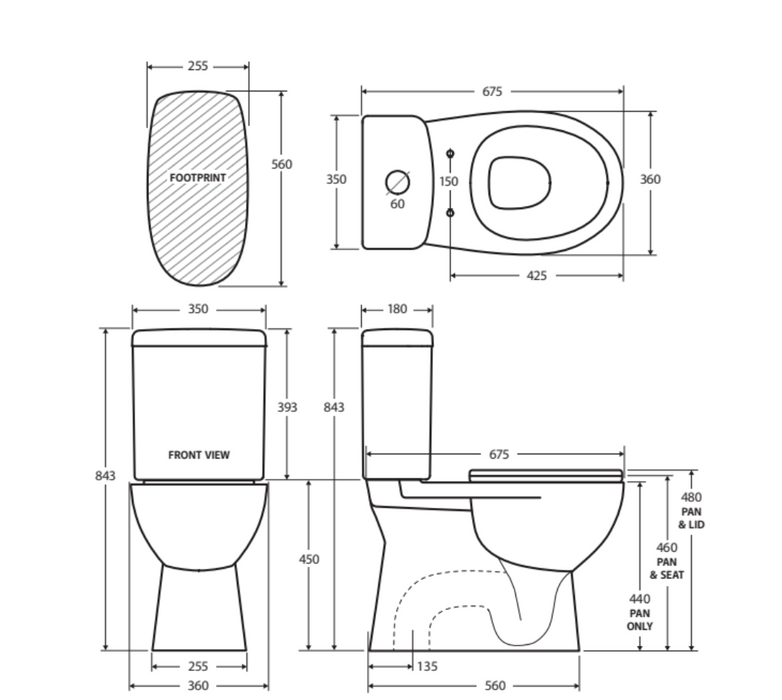 Fienza Stella Close-Coupled Toilet Suite -  Gloss White with S-Trap