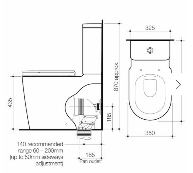 Caroma Liano Cleanflush® Easy Height Wall Faced Suite with Liano Care Single Flap Seat - Anthracite Grey (with GermGard®)