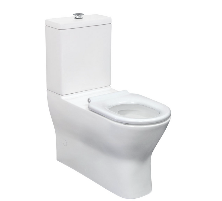Fienza Delta Care Back-to-Wall Toilet Suite - White Seat - Raised Buttons - S Trap 90mm-280mm