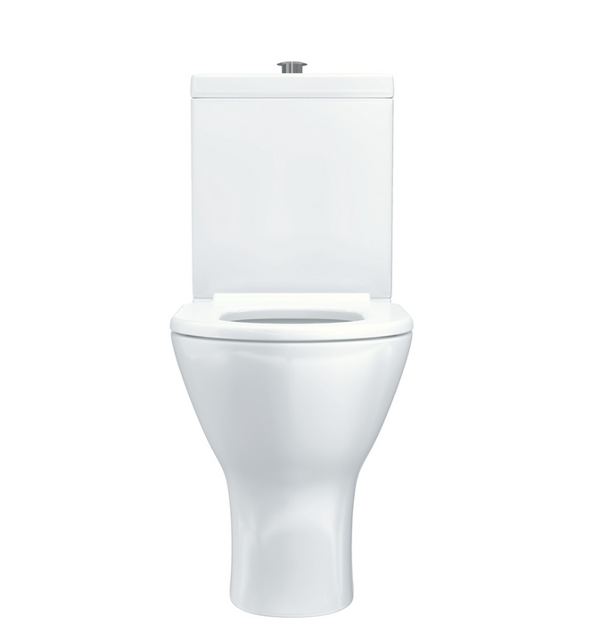 Fienza Delta Care Back-to-Wall Toilet Suite - White Seat - Raised Buttons - S Trap 90mm-280mm