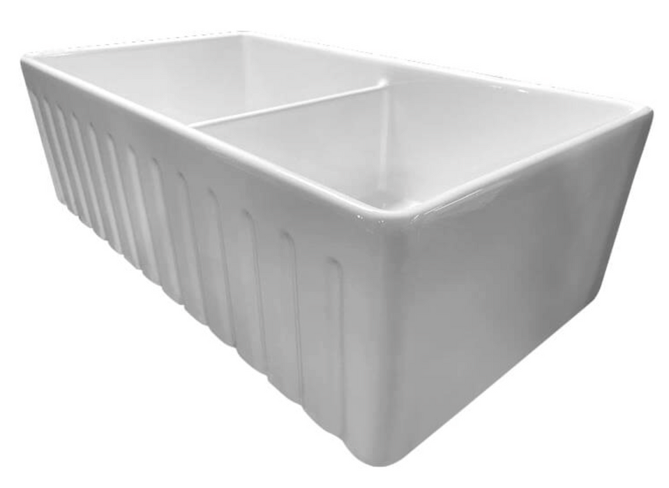 Turner Hastings Novi 84 x 46 Fine Fireclay Farmhouse Butler Sink - Gloss White