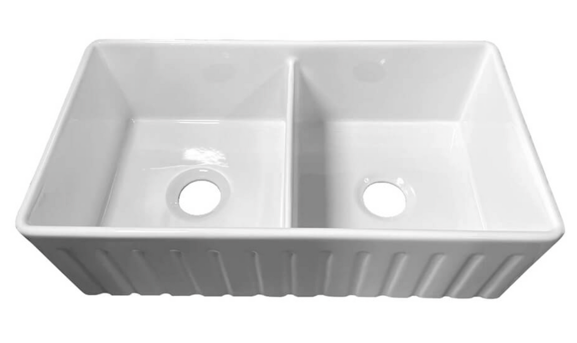 Turner Hastings Novi 84 x 46 Fine Fireclay Farmhouse Butler Sink - Gloss White