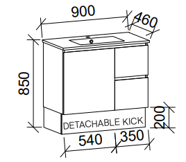 Timberline Elemental 900mm Wall Hung/Floorstanding with Alpha Ceramic Top