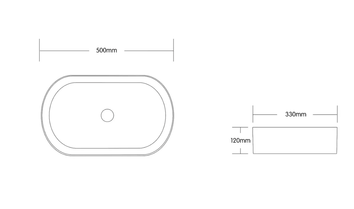 Otti Quay Oval Basin 500mm x 330mm Matte White