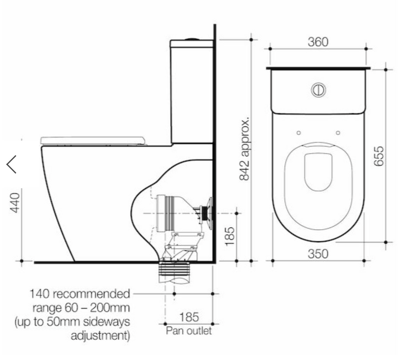 Caroma Urbane® II CleanFlush® Wall Faced Close Coupled Toilet Suite (Back Entry) with GermGard®