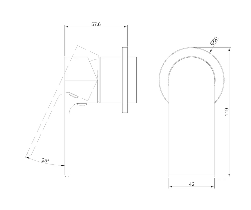 Nero Bianca Shower Mixer 60mm Plate Trim Kit Only - Brushed Nickel