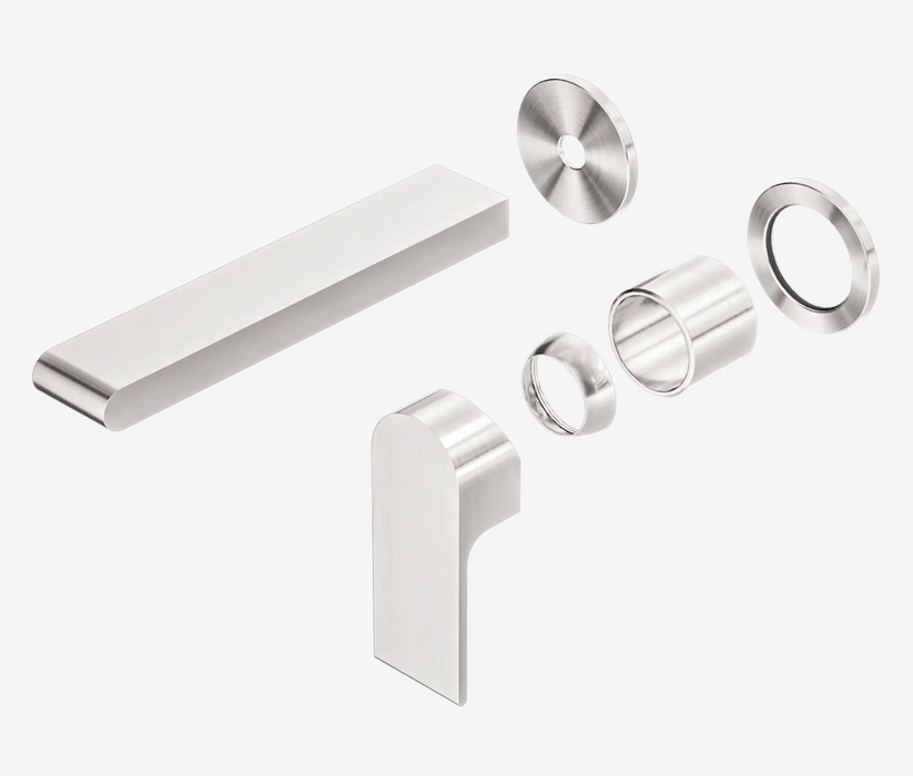 Nero Bianca Wall Basin/Bath Mixer Separate Back Plate 187mm Trim Kit Only -  Brushed Nickel